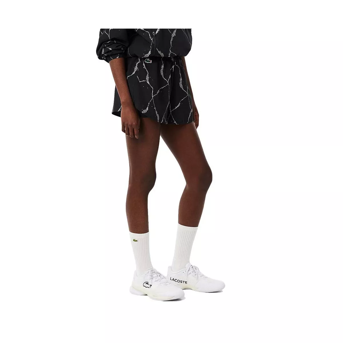 Lacoste Tennis short dames reflecterende print zwart