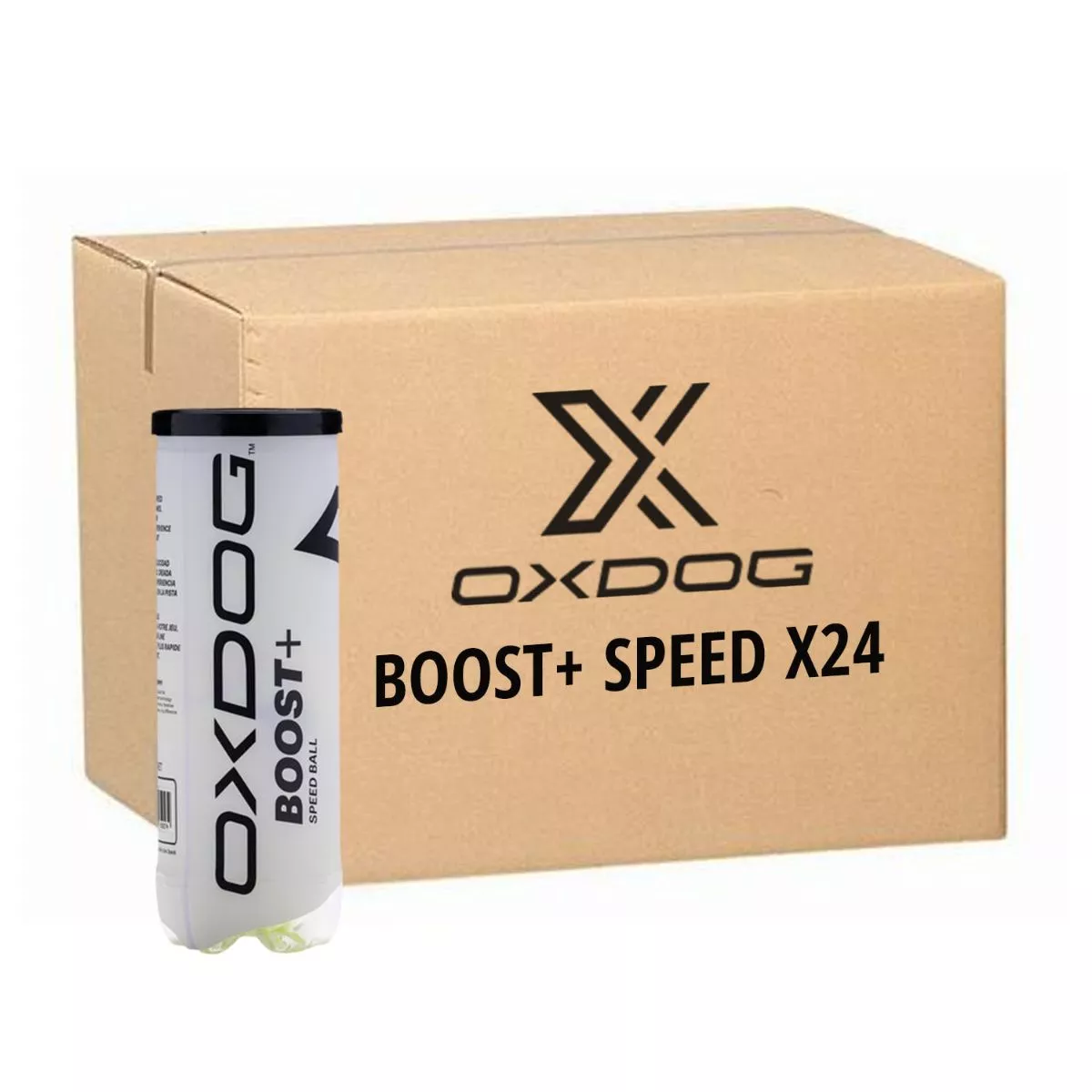 Oxdog Boost+ Speed padelballen doos met 24 tubes van 3 ballen